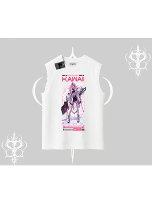 Kolsuz Tshirt Kawaii Cyberpunk Kız Japon Stil Baskı