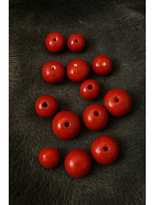 El Yapımı 9'lu Seramik Boncuk Seti Kırmızı Dekoratif, Takı Malzemesi
