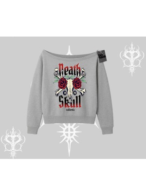 Kayık Yaka Sweatshirt Skull & Roses Vintage West Coast Rebellion