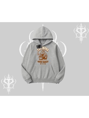 Kapşonlu Sweatshirt Cute Capybara Enjoying Ramen Noodles Artwork