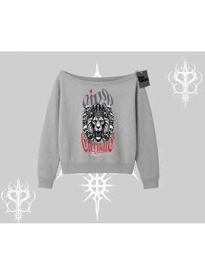 Kayık Yaka Sweatshirt Crowned Lion Rock Authority Myth
