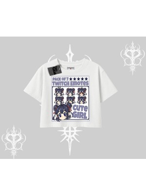 Oversize Crop Tshirt Twitch Emotes Cute Girl Anime Expression
