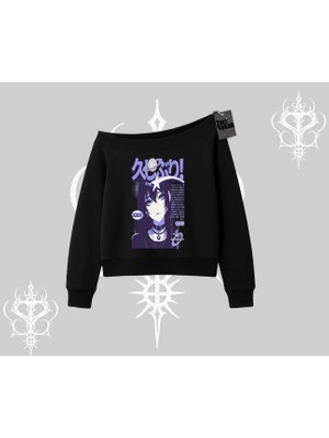 Kayık Yaka Sweatshirt Neo Tokyo Girl Y2K Street Anime Aesthetic