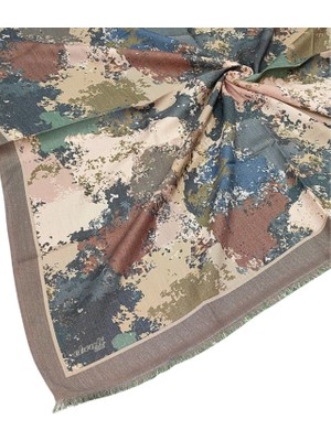 Mim Eşarp ve Şal Ebruli Kışlık Desenli Eşarp 95X95 cm