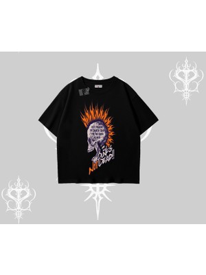 Oversize Tshirt Burning Skull Rebel Street Anthem