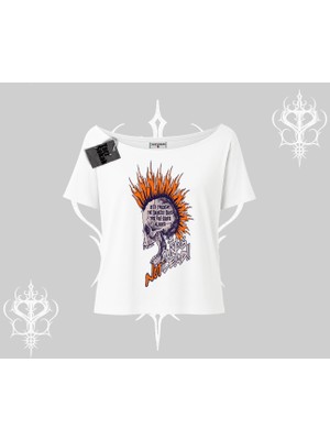 Kayık Yaka Tshirt Burning Skull Rebel Street Anthem