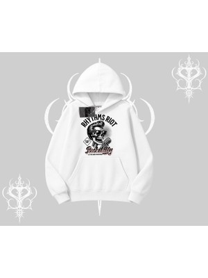Kapşonlu Sweatshirt Rhythms Riot Vintage Rockabilly Skull Street Aesthetic