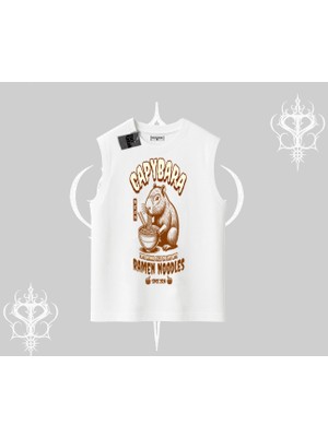 Kolsuz Tshirt Cute Capybara Enjoying Ramen Noodles Artwork