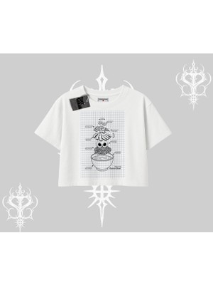 Oversize Crop Tshirt Noodle Theory Hand Drawn Concept