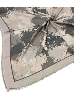 Mim Eşarp ve Şal Ebruli Kışlık Desenli Eşarp 95X95 cm