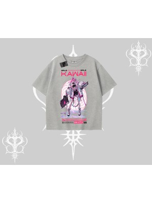Oversize Tshirt Kawaii Cyberpunk Kız Japon Stil Baskı