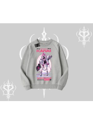 Biskilet Sweatshirt Kawaii Cyberpunk Kız Japon Stil Baskı