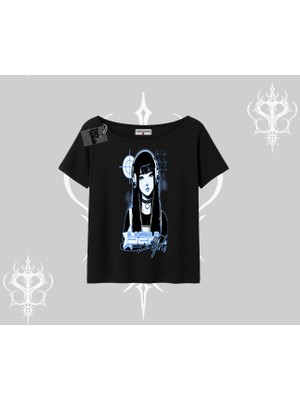 Kayık Yaka Tshirt Cyber Y2K Anime Girl Street Sound Aesthetic