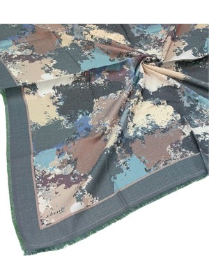 Mim Eşarp ve Şal Ebruli Kışlık Desenli Eşarp 95X95 cm