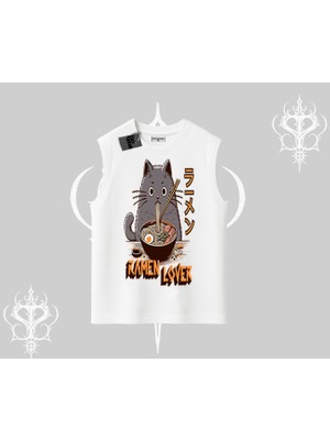 Kolsuz Tshirt Ramen Lover Kedi Anime Baskılı