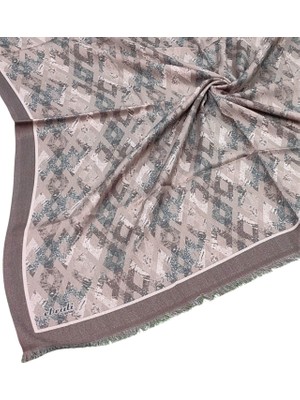 Mim Eşarp ve Şal Ebruli Kışlık Desenli Eşarp 95X95 cm