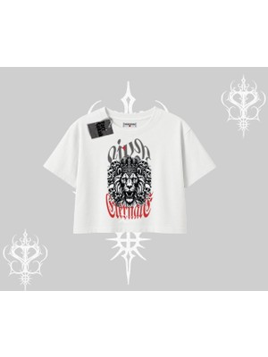 Oversize Crop Tshirt Crowned Lion Rock Authority Myth