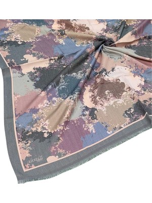 Mim Eşarp ve Şal Ebruli Kışlık Desenli Eşarp 95X95 cm