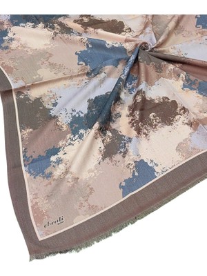 Mim Eşarp ve Şal Ebruli Kışlık Desenli Eşarp 95X95 cm