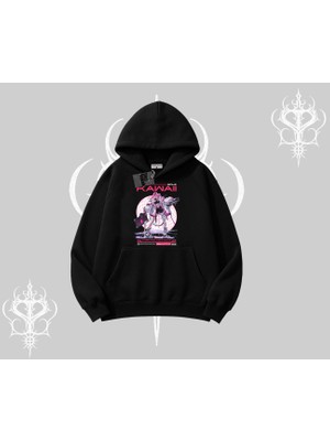 Kapşonlu Sweatshirt Kawaii Cyberpunk Kız Japon Stil Baskı