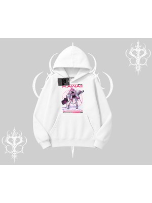Kapşonlu Sweatshirt Kawaii Cyberpunk Kız Japon Stil Baskı