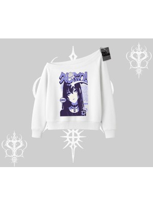 Kayık Yaka Sweatshirt Neo Tokyo Girl Y2K Street Anime Aesthetic