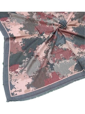 Mim Eşarp ve Şal Ebruli Kışlık Desenli Eşarp 95X95 cm