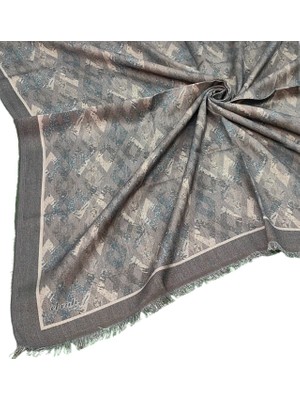 Mim Eşarp ve Şal Ebruli Kışlık Desenli Eşarp 95X95 cm