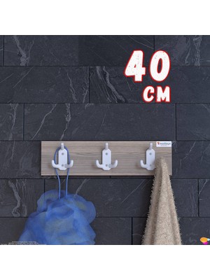 Modilayn Arı 9 Kancalı Banyo Askısı 3' Lü Set 36,4x9, 6 cm Şık Tasarım Ekstra Düzen ve Yer Tasarrufu