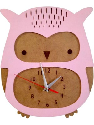 Hsc Bilişim Baykuş Detaylı Pembe Çocuk Duvar Saati