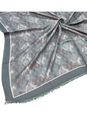 Mim Eşarp ve Şal Ebruli Kışlık Desenli Eşarp 95X95 cm