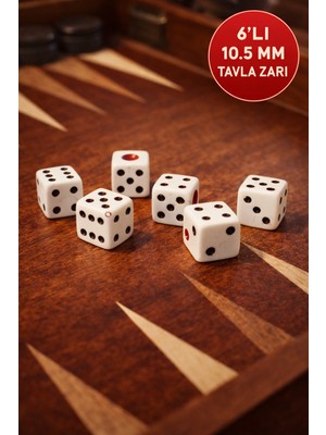Toyfest 6’lı Set – 10.5 mm Okey & Tavla Zarı Net Noktalı Dayanıklı Okey & Tavla Zarları