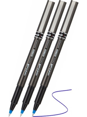 Artlantis Mavi Pilot Kalem UB-155 Micro Deluxe 3 Adet Uniball Pilot Kalem 0.5 mm Roller Uçlu Pilot Kalem Ince Uçlu Likit Mürekkep