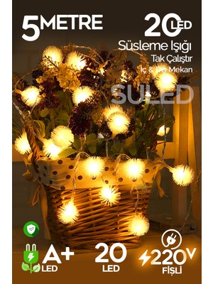 Özbience 4 Metre LED Süs Işık, 20 Led, 220V, Iç ve Dış Mekan Dekorasyonu