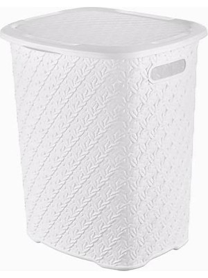 Kirli Çamaşır Sepeti 52 Lt Örgü Desen ile Şık ve Fonksiyonel