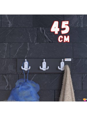 Modilayn Arı 9 Kancalı Banyo Askısı 3'lü Set 41,4x9,6cm Şık Tasarım Ekstra Düzen ve Yer Tasarrufu