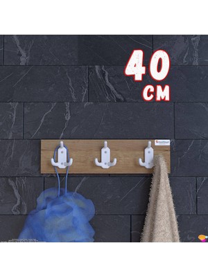 Modilayn Arı 9 Kancalı Banyo Askısı 3'lü Set 36,4x9,6cm Şık Tasarım Ekstra Düzen ve Yer Tasarrufu