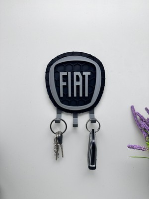 3dpazarıcom 3D Baskı Dekoratif Fıat Logo Model Tasarımlı Gri Renk Anahtar Askılığı