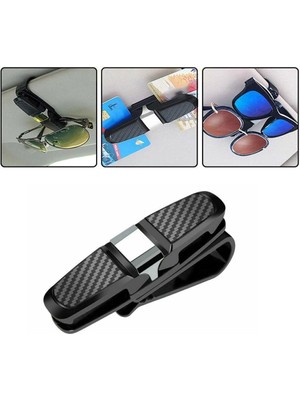 LTG Nova Araç Içi Gözlük Kart Tutacağı 2 Klipsli 180° Döner Karbon Desenli