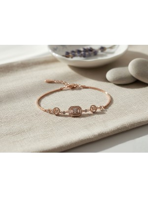 Arvenia Silver Baget Zirkon Taşlı Rose Gold Gümüş Bileklik