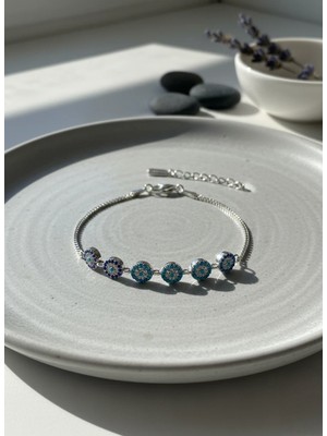 Arvenia Silver Papatya Çiçek Kelebek Zirkon Taşlı Gümüş Bileklik