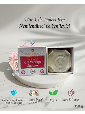 Delya Taş Dövme Gül Yaprağı Sabunu – Ferahlatıcı El Yapımı Vegan Sabun