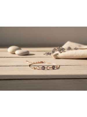 Arvenia Silver Nazar Boncuğu Sıralı Zirkon Taşlı Rose Gold Gümüş Bileklik