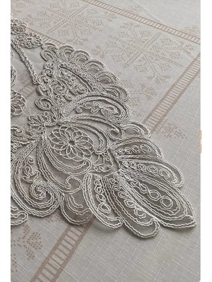 Lavanderi Fransız Dantelli Tek Parça Runner, Masa&sehpa Örtüsü, Çeyizlik Runner