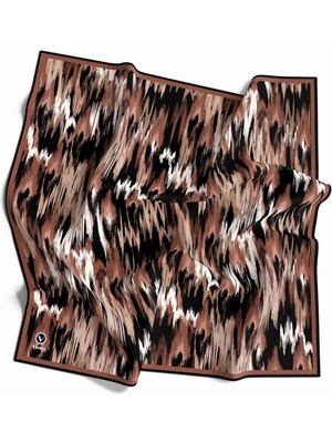 Violla Twill Fırça Desenli Bakır Renkli 90X90 Eşarp (Ipek Içermez) Kenar Dikiş Şekli El Dikişli