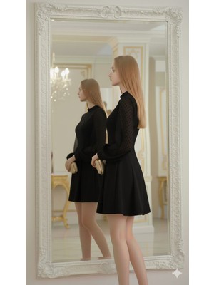 Nake Butik Kadın Kırmızı Yuvarlak Yaka Mini Elbise