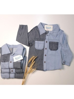 Overdo Denim Çapraz Renk Erkek Gömlek 7 Yaş