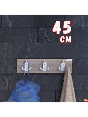 Modilayn Arı Serisi 9 Kancalı Banyo Askısı - 3' Lü Set (41,4x9,6cm) | Ekstra Düzen ve Yer Tasarrufu