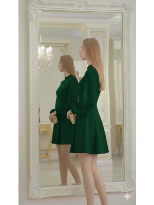 Nake Butik Kadın Kırmızı Yuvarlak Yaka Mini Elbise