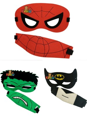 Kinku KİNKU 3 lü Maske Seti Spiderman Maske Hulk Maske Batman Süper kahraman Maske Setleri